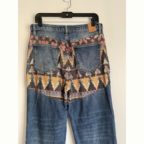 We The Free FP Patchwork Jeans Women’s 29 High Rise Corduroy Trim Boho Western - Picture 10 of 15